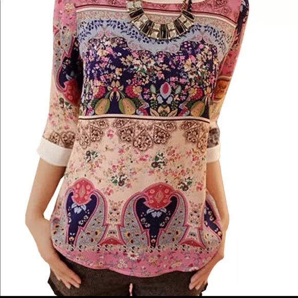 ππ Gorgeous Boho Print Top - Picture 4 of 6